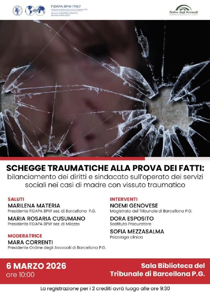 Evento formativo 6/3/2026 ore 10.00 “SCHEGGE TRAUMATICHE ALLA PROVA DEI FATTI”
